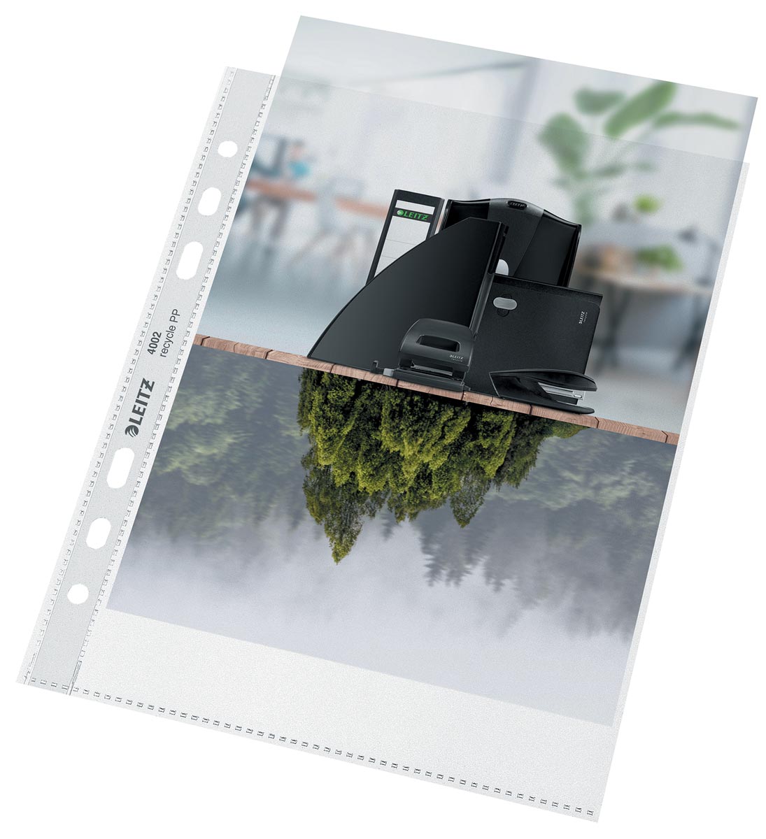 Leitz Recycle geperforeerde showtas, ft A5, 100 micron, gekorreld, doos van 25 stuks afbeelding