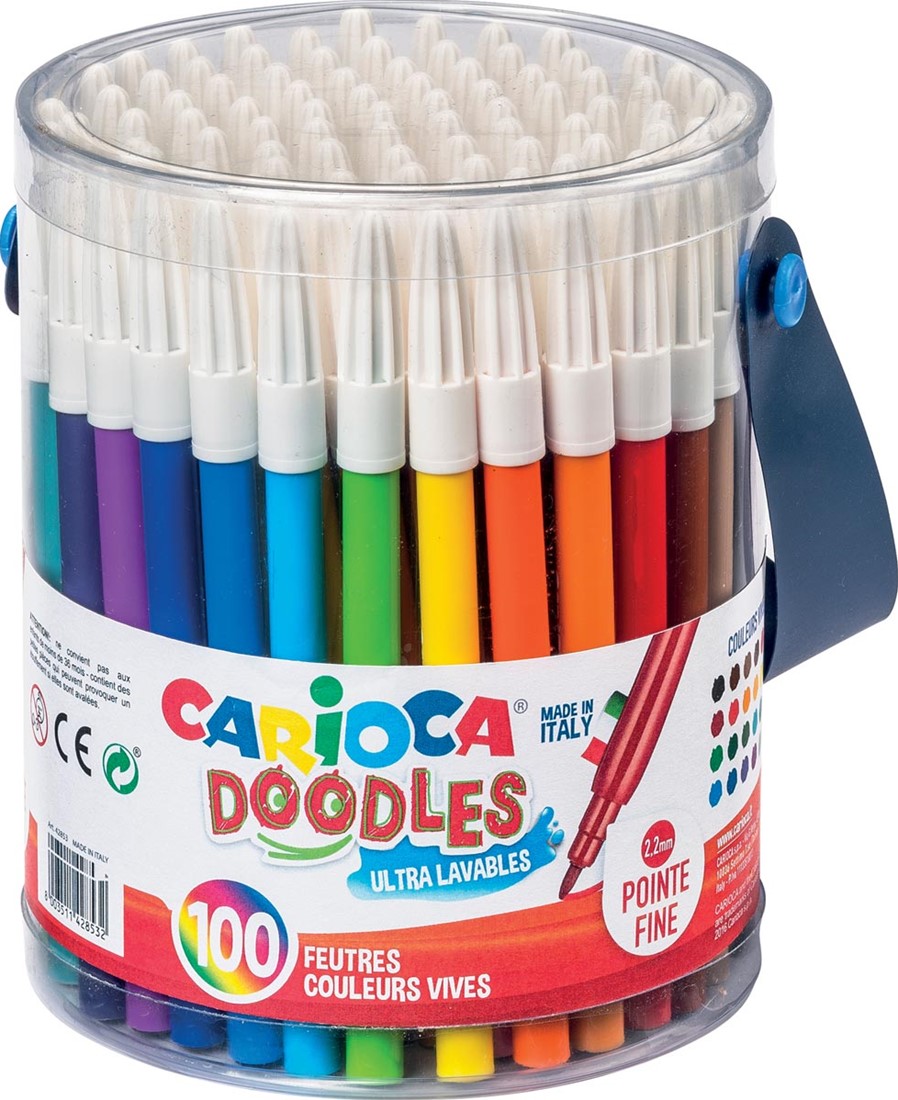 Carioca Feutre De Coloriage Doodles 100 Feutres Dans Un Pot Plastique Bij Vindiq Office