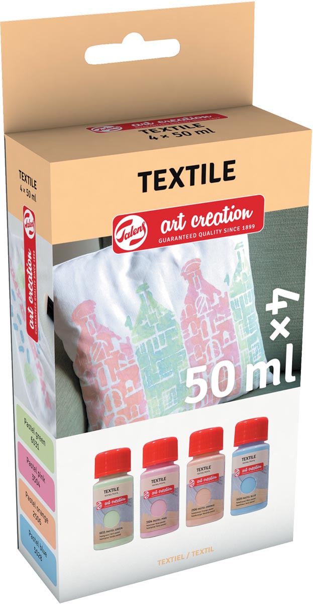 Talens Art Creation textielverf pastel, flacon van 50 ml, set van 4 stuks