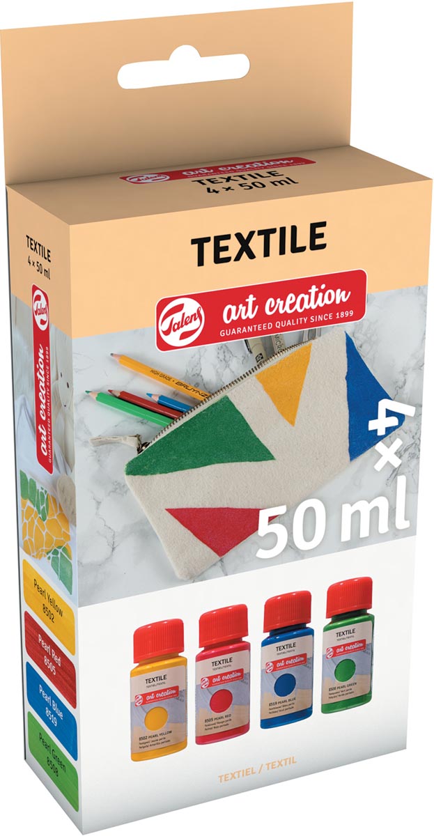 Talens Art Creation textielverf parel, flacon van 50 ml, set van 4 stuks