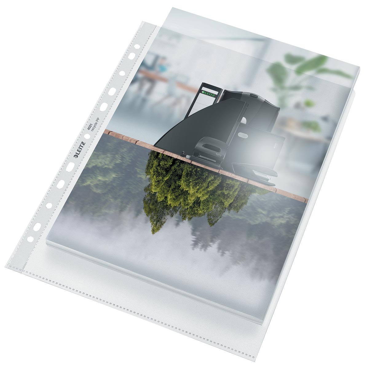 Leitz Recycle geperforeerde Maxi showtas, ft A4, 100 micron, gekorreld, doos van 25 stuks afbeelding