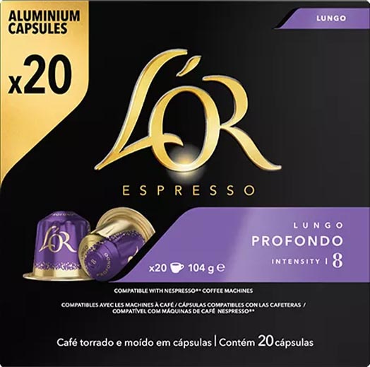 Douwe Egberts L&apos;Or Intensity koffiecapsules, Lungo Profondo, pak van 20 stuks afbeelding