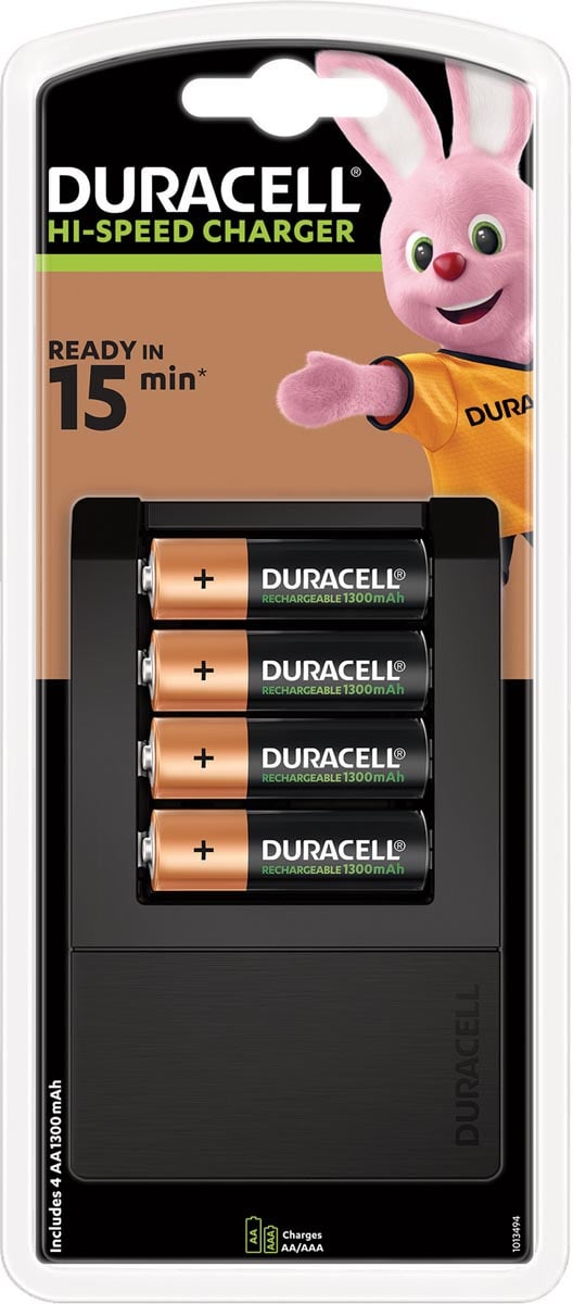 Duracell batterijlader Hi-speed Expert Charger, inclusief 4 AA batterijen, op blister