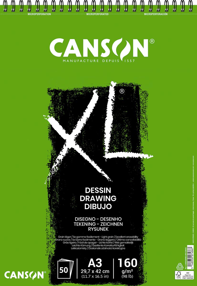 Canson tekenblok XL 160g/m&² ft A3, 50 vel