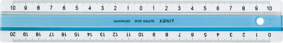 Linex Super Series liniaal, 20 cm, blauw Linex Super Series liniaal, 20 cm, blauw