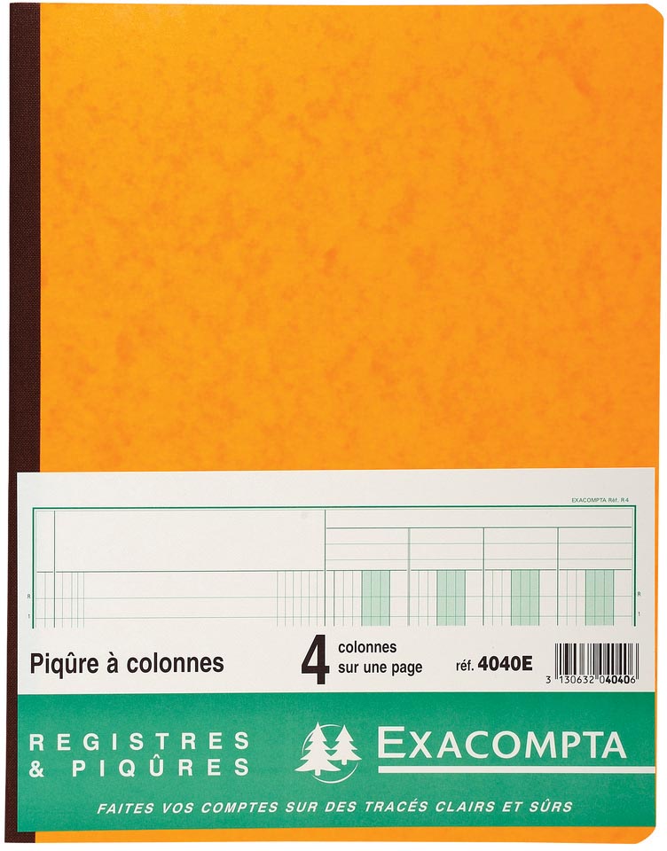Exacompta registers, ft 32 x 25 cm, 4 kolommen op 1 bladzijde, 31 lijnen, 80 bladzijden afbeelding