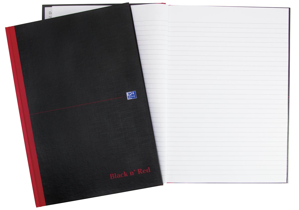 Oxford BLACK N&apos; RED gebonden boek, 192 bladzijden, ft A4, gelijnd afbeelding