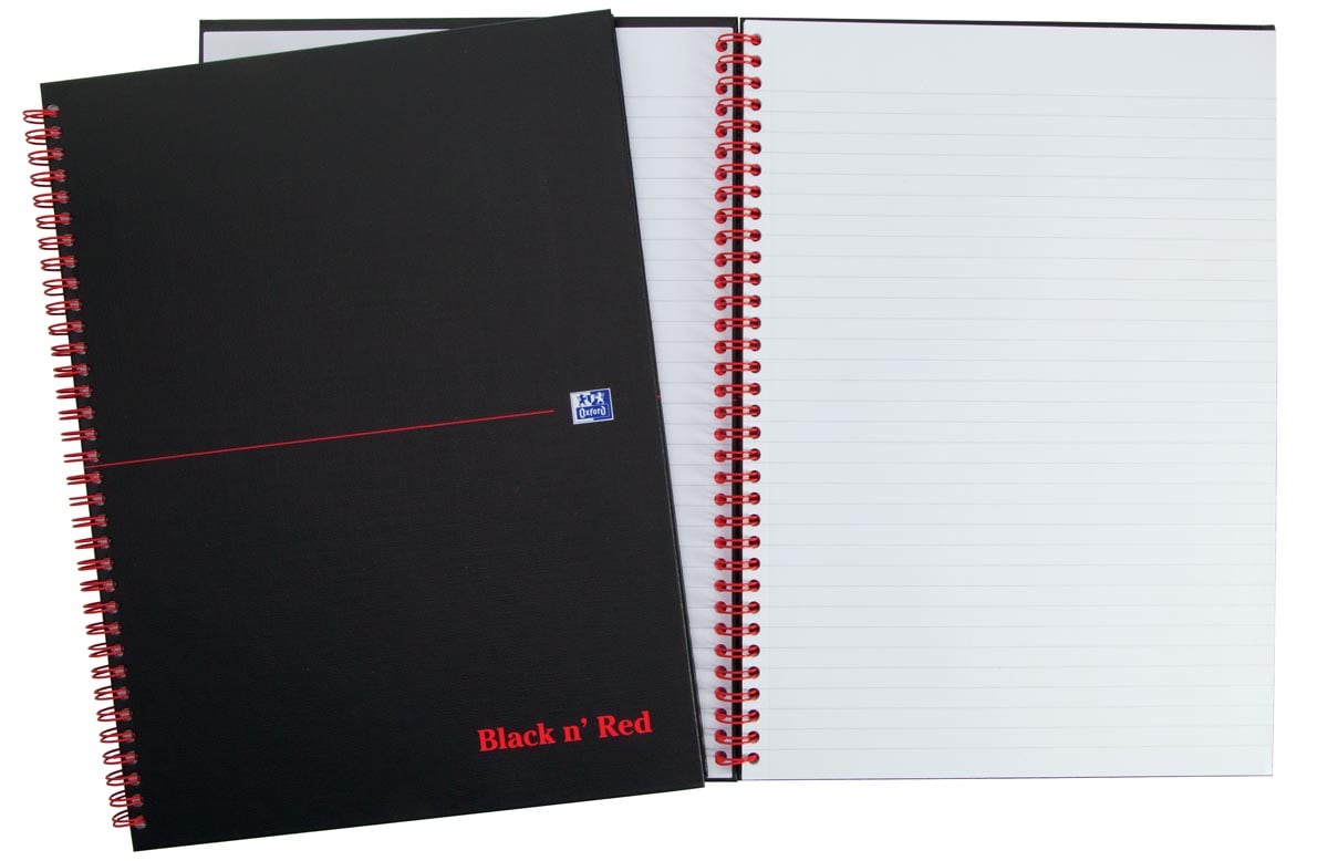 Oxford BLACK N&apos; RED spiraalblok karton, 140 bladzijden ft A5, gelijnd afbeelding