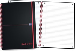 Oxford BLACK N' RED spiraalblok kunststof, 140 bladzijden ft A4, gelijnd