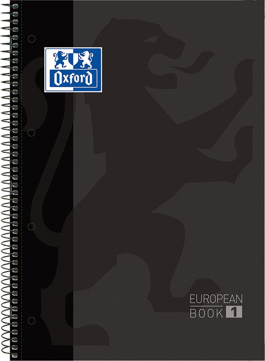 Oxford School Classic Europeanbook spiraalblok, ft A4+, 160 bladzijden, gelijnd, zwart Oxford School Classic Europeanbook spiraalblok, ft A4+, 160 bladzijden, gelijnd, zwart