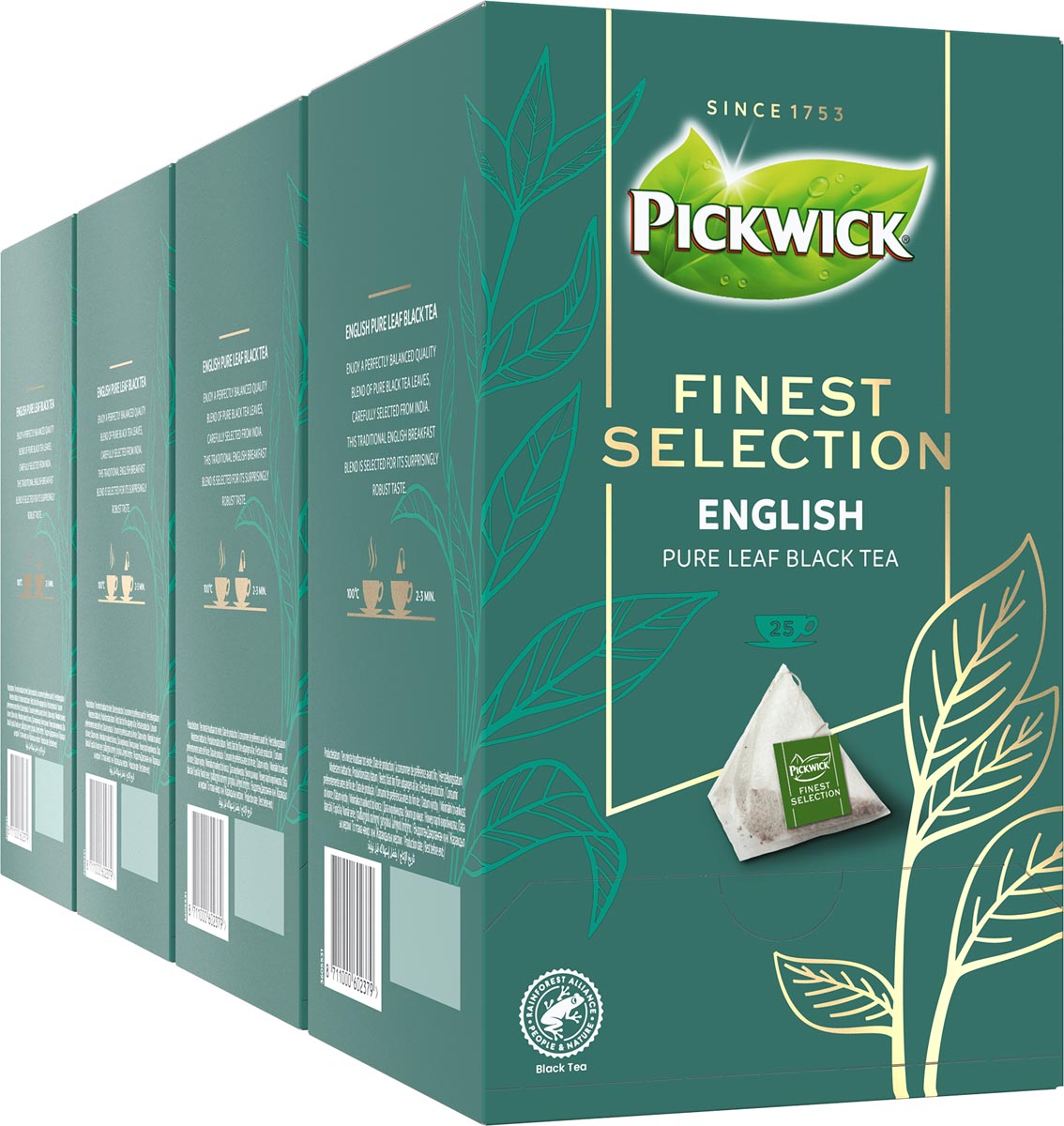 Pickwick thee finest selection, zwarte thee English, pak van 25 zakjes
