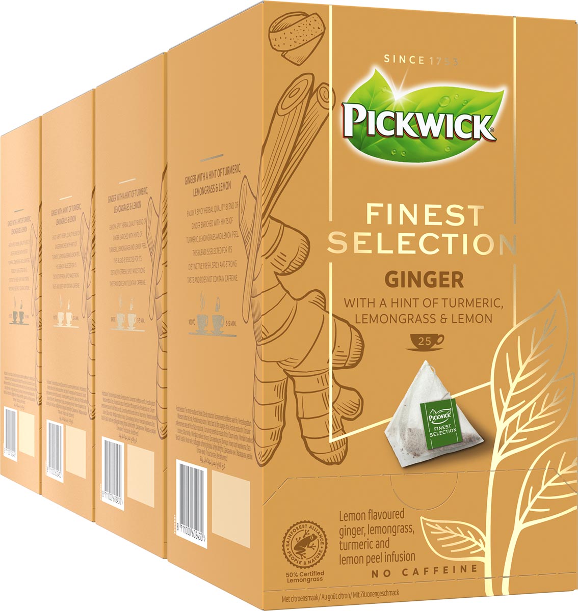 Pickwick thee finest selection, gember, pak van 25 zakjes