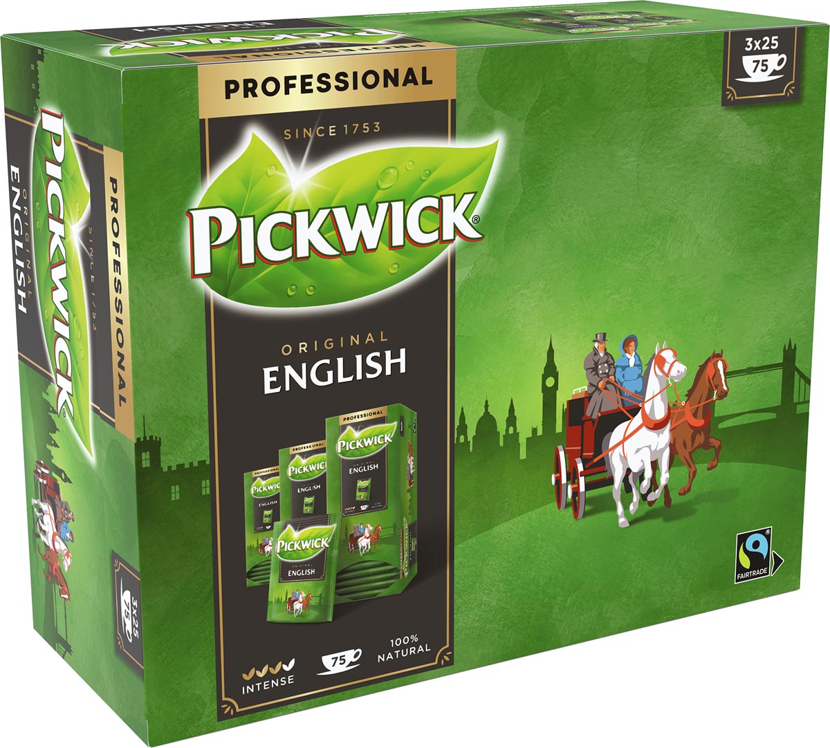 Pickwick thee, zwarte thee English, fairtrade, pak van 25 zakjes