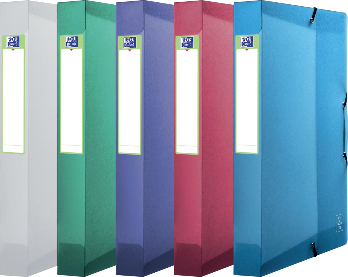 OXFORD 2nd Lide elastobox, formaat A4, uit PP, rug van 4 cm, geassorteerde kleuren