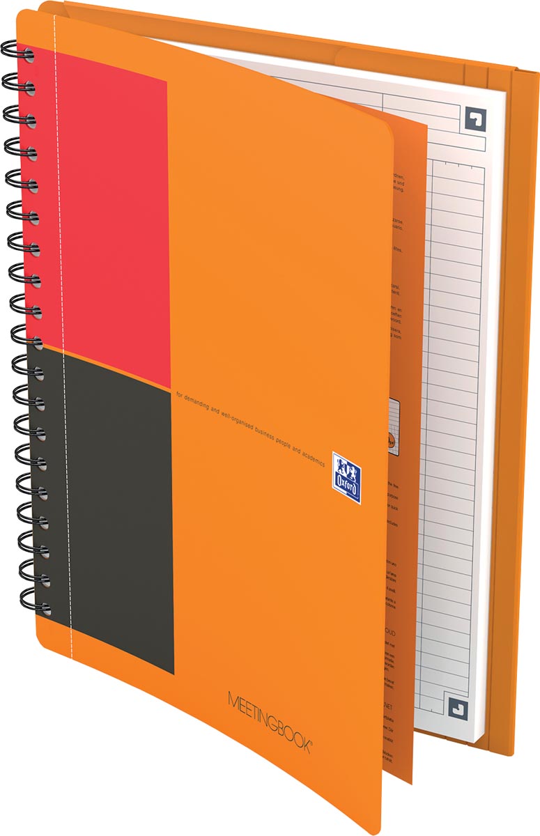 Oxford INTERNATIONAL meetingbook connect, stevige kartonnen kaft oranje, 160 bladzijden,ft B5, gelijnd afbeelding