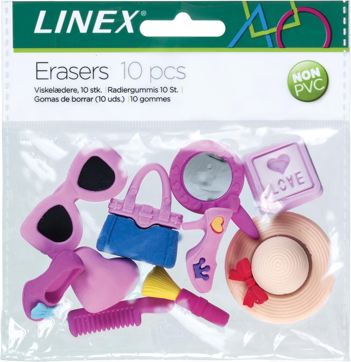 Linex 3D gum, geassorteerde figuurtjes, blister met 10 stuks