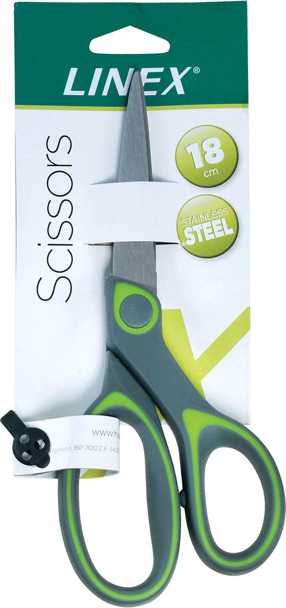 Linex schaar 17,5 cm, groen, op blister afbeelding