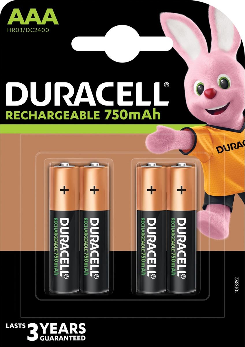Duracell oplaadbare batterijen Recharge Plus AAA, blister van 4 stuks afbeelding