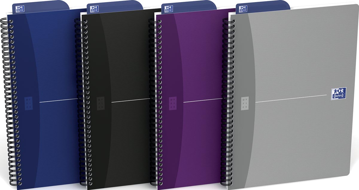 Oxford Office Essentials spiraalschrift, 180 bladzijden, ft 17,6 × 25 cm (B5), 90 vel, puntraster, geasso