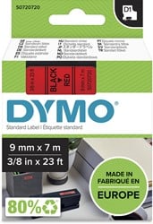 Dymo D1 tape 9 mm, zwart op rood