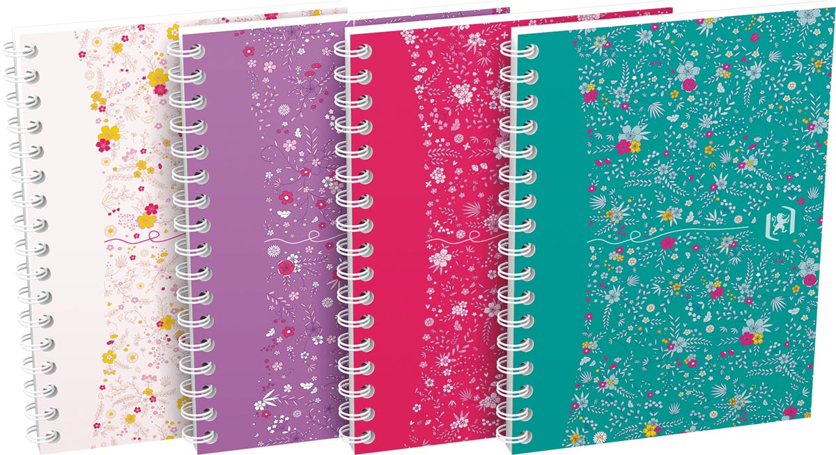 Oxford Floral softcover spiraalschrift, ft A6, 50 vel, geruit 5 mm, 4 geassorteerde designs Oxford Floral softcover spiraalschrift, ft A6, 50 vel, geruit 5 mm, 4 geassorteerde designs