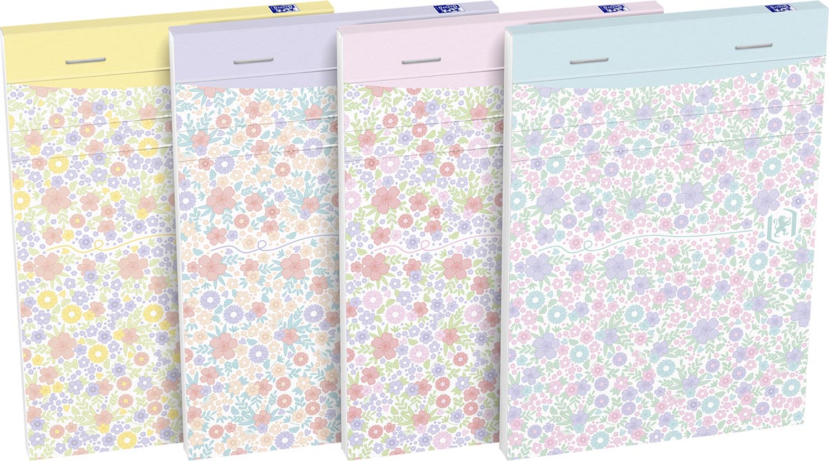 Oxford Floral softcover notitieblok, ft A6, 80 vel, gelijnd, 4 geassorteerde designs afbeelding