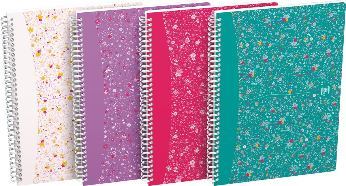 Oxford Floral hardcover spiraalschrift, ft B5, 60 vel, gelijnd, 3 geassorteerde designs afbeelding