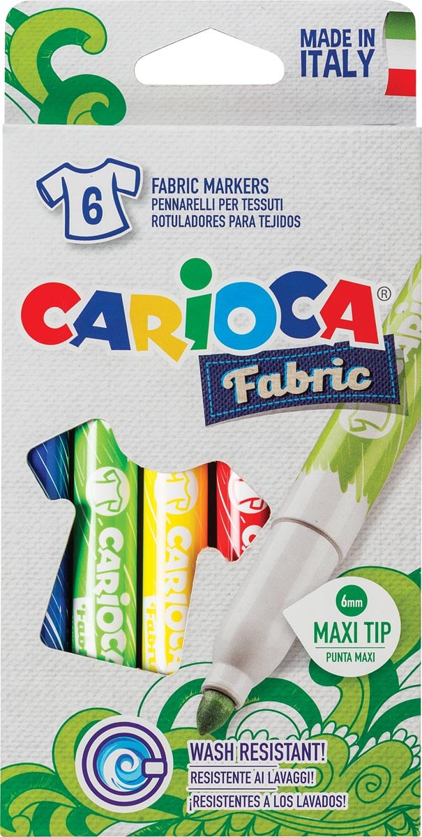 Carcioca textielstift Fabric, doos van 6 stuks in geassorteerde kleuren afbeelding