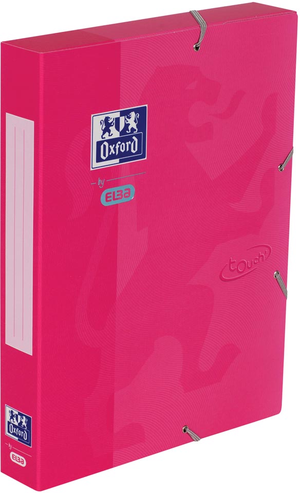 Oxford Touch elastobox uit karton, rug van 4 cm, met rugetiket, roze