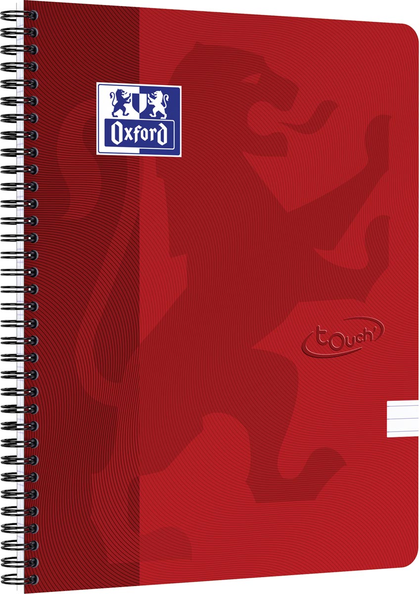 Oxford School Touch spiraalblok, ft A4, 140 bladzijden, gelijnd, rood afbeelding