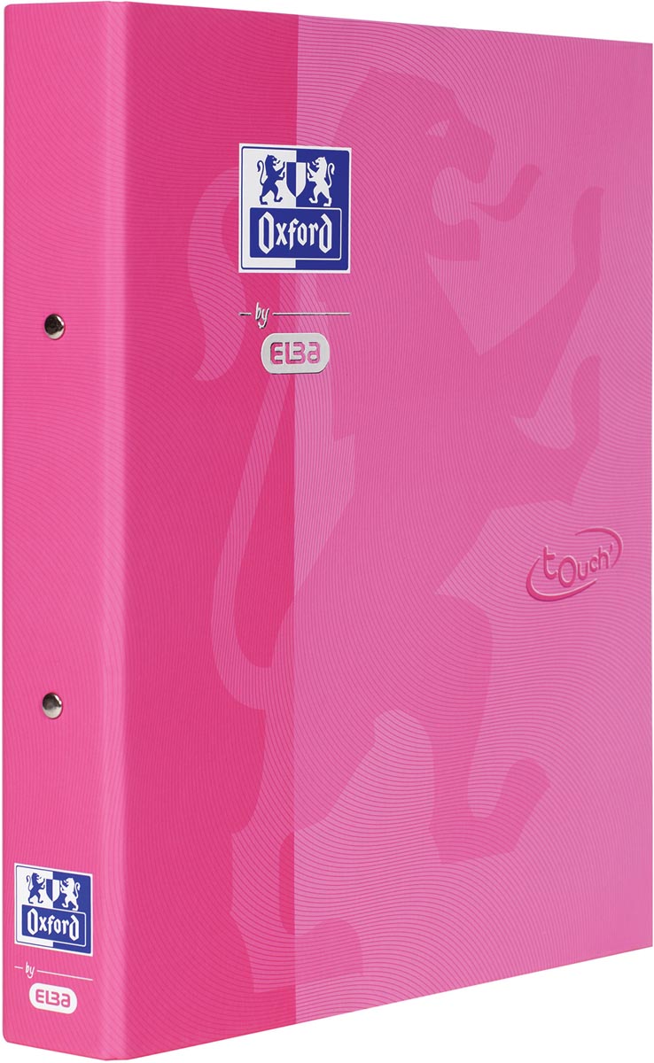 Oxford Touch ringmap uit karton, voor ft A4, rug van 4 cm, 2 ringen, roze