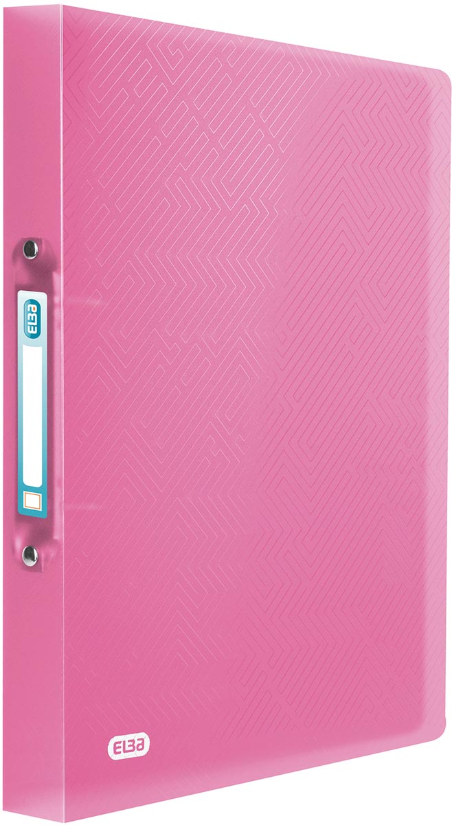 Elba Urban ringmap, ft A4, rug van 2 cm, 2 ringen van 15 mm, transparent roze