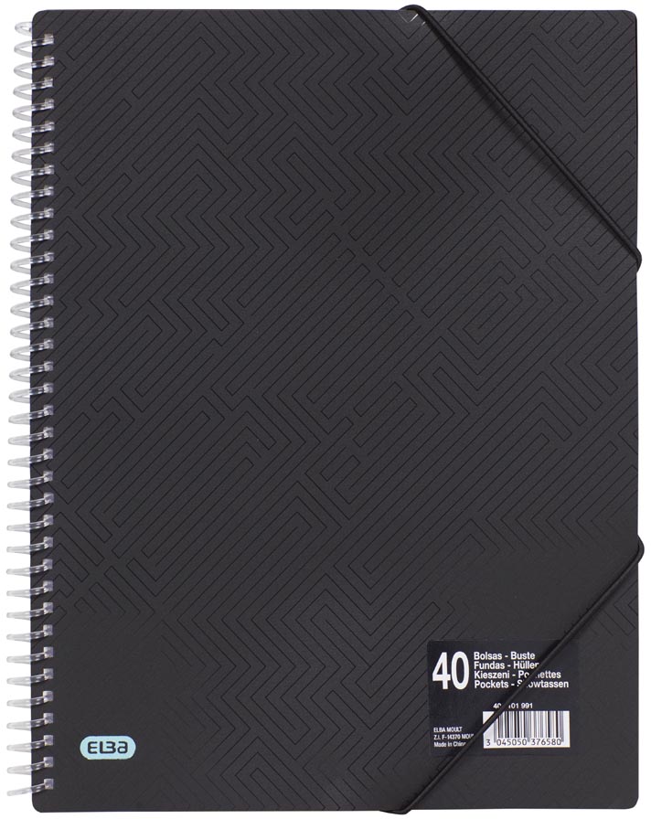 Protège-cahier Elba A4 210x297 Mm - Noir - Rigide Et Sans Phtalates