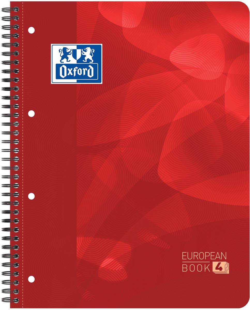 Oxford School Projectbook spiraalschrift, ft A4+, 4-gaats perforatie, geruit 5 mm, rood afbeelding