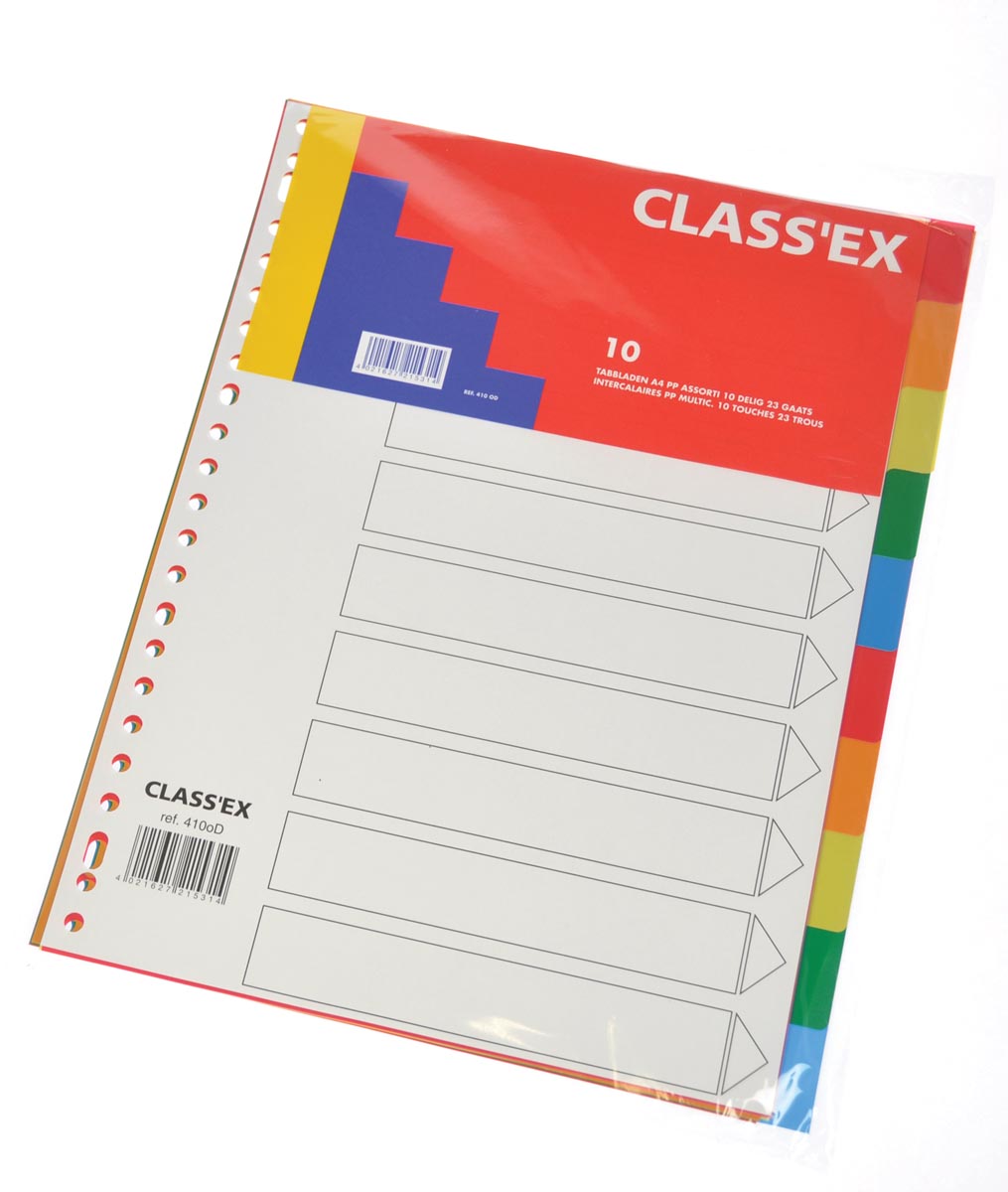 Classex Tabbladen 10 Tabs Met Indexblad 23 Gaatsperforatie Pp Geassorteerde Kleuren huismerk kopen in de aanbieding Classex Tabbladen 10 Tabs Met Indexblad 23 Gaatsperforatie Pp Geassorteerde Kleuren huismerk kopen in de aanbieding