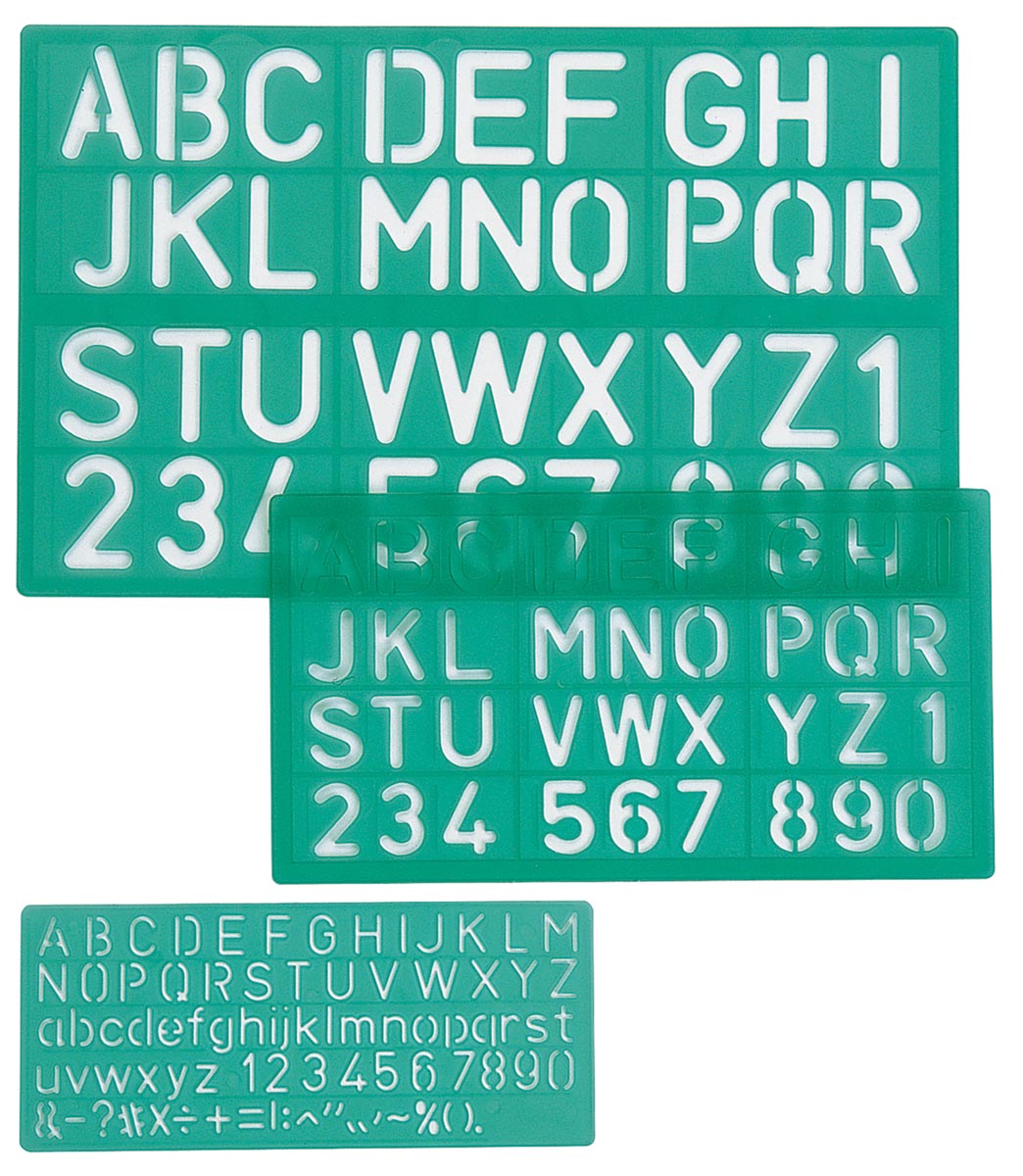 Linex lettersjabloon set met 3 stuks, in een ophangetui afbeelding