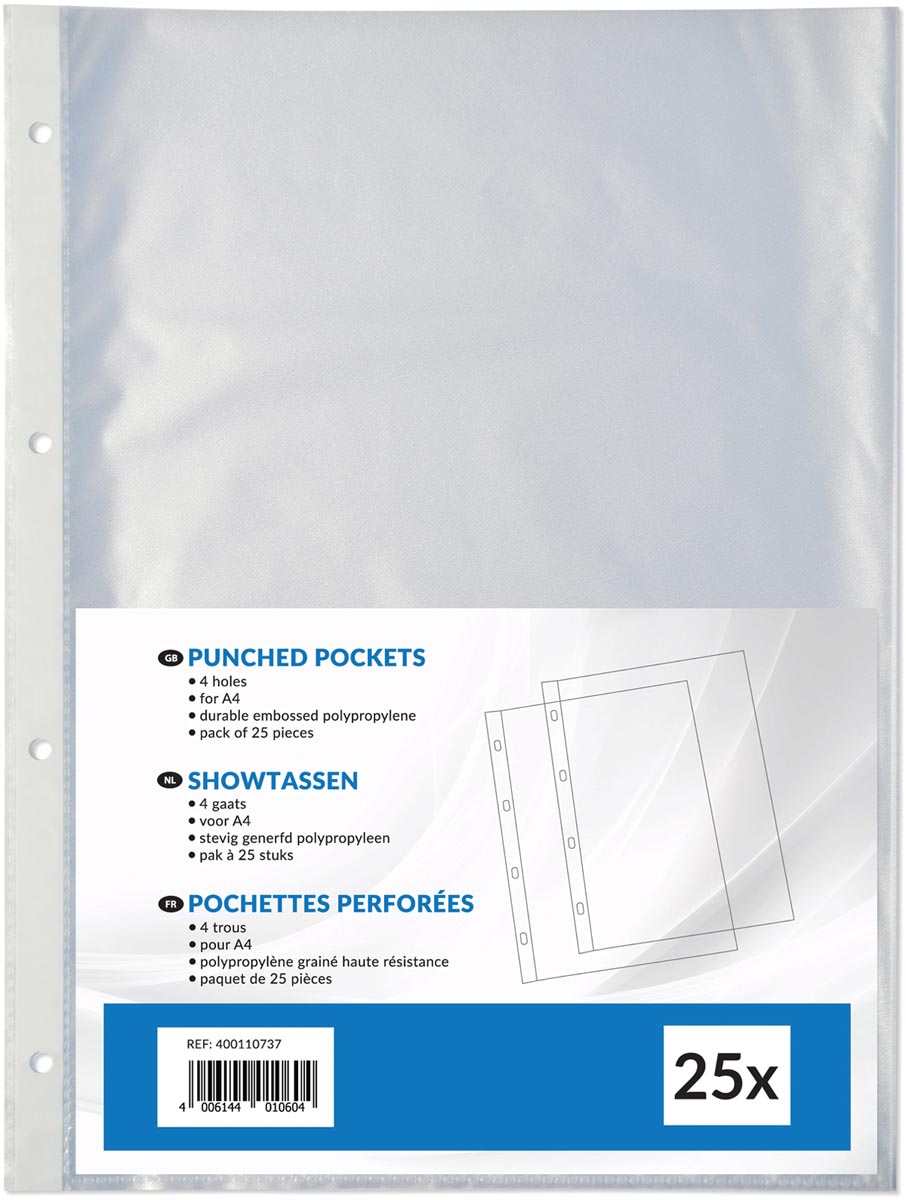 Showtas ft A4, 4-gaatsperforatie, uit PP 80 g/m², pak van 25 stuks