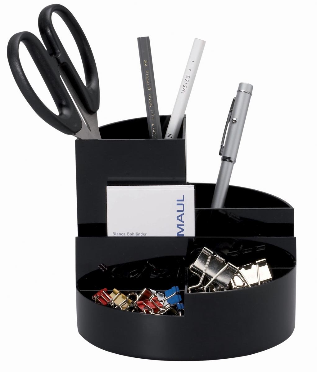 MAUL bureauorganizer pennenbak Roundbox Ø14x12.5cm, 7 vaks zwart afbeelding