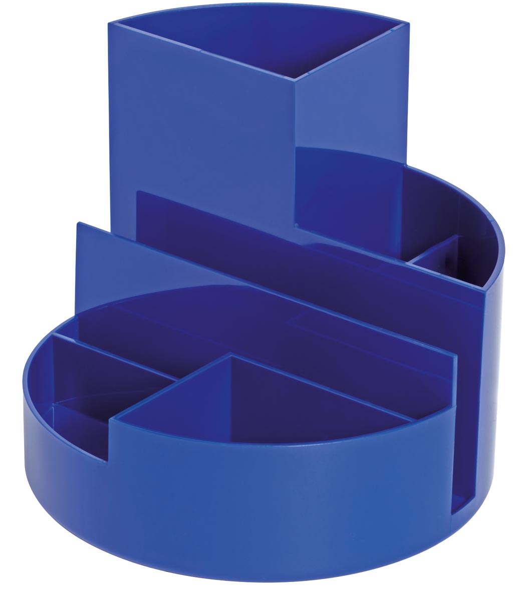 MAUL bureauorganizer pennenbak Roundbox Ø14x12.5cm, 7-vaks, 85% gerecycled kunststof blauw afbeelding