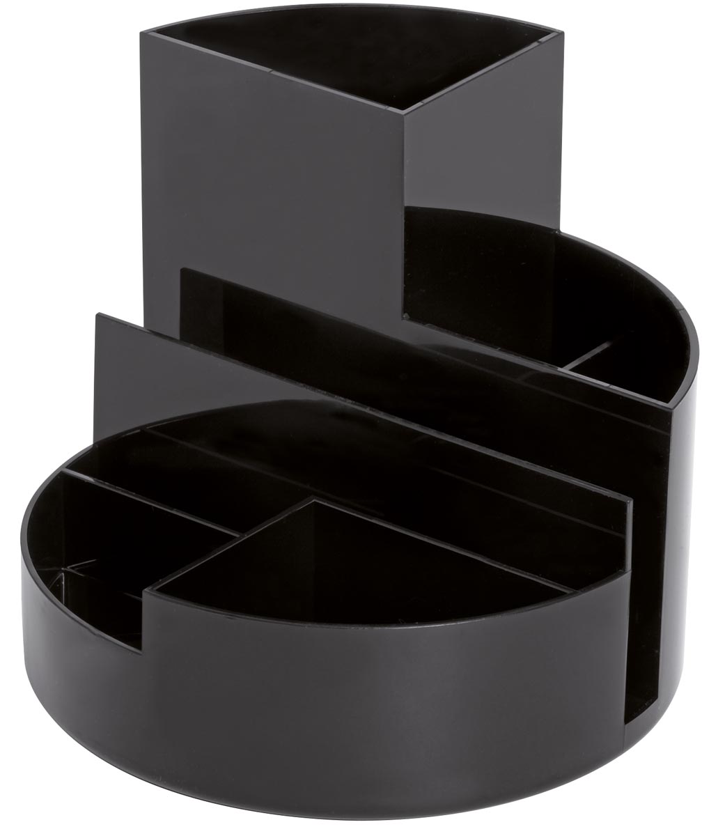 MAUL bureauorganizer pennenbak Roundbox Ø14x12.5cm, 7-vaks, 85% gerecycled kunststof zwart afbeelding