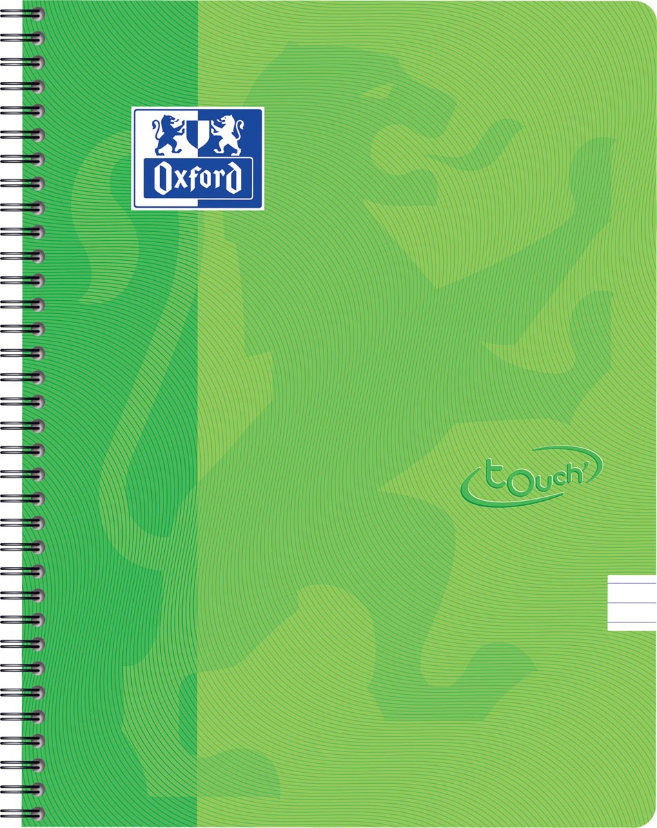 Oxford School Touch spiraalblok, ft A4, 140 bladzijden, gelijnd, groen (lime) afbeelding