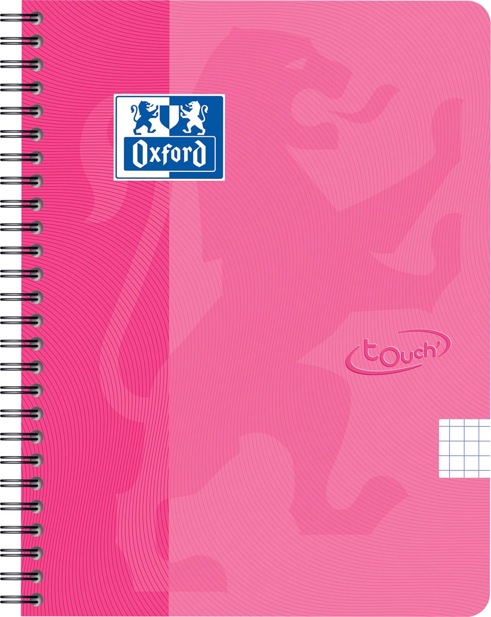 Oxford School Touch spiraalblok, ft A5, 140 bladzijden, geruit 5 mm, roze