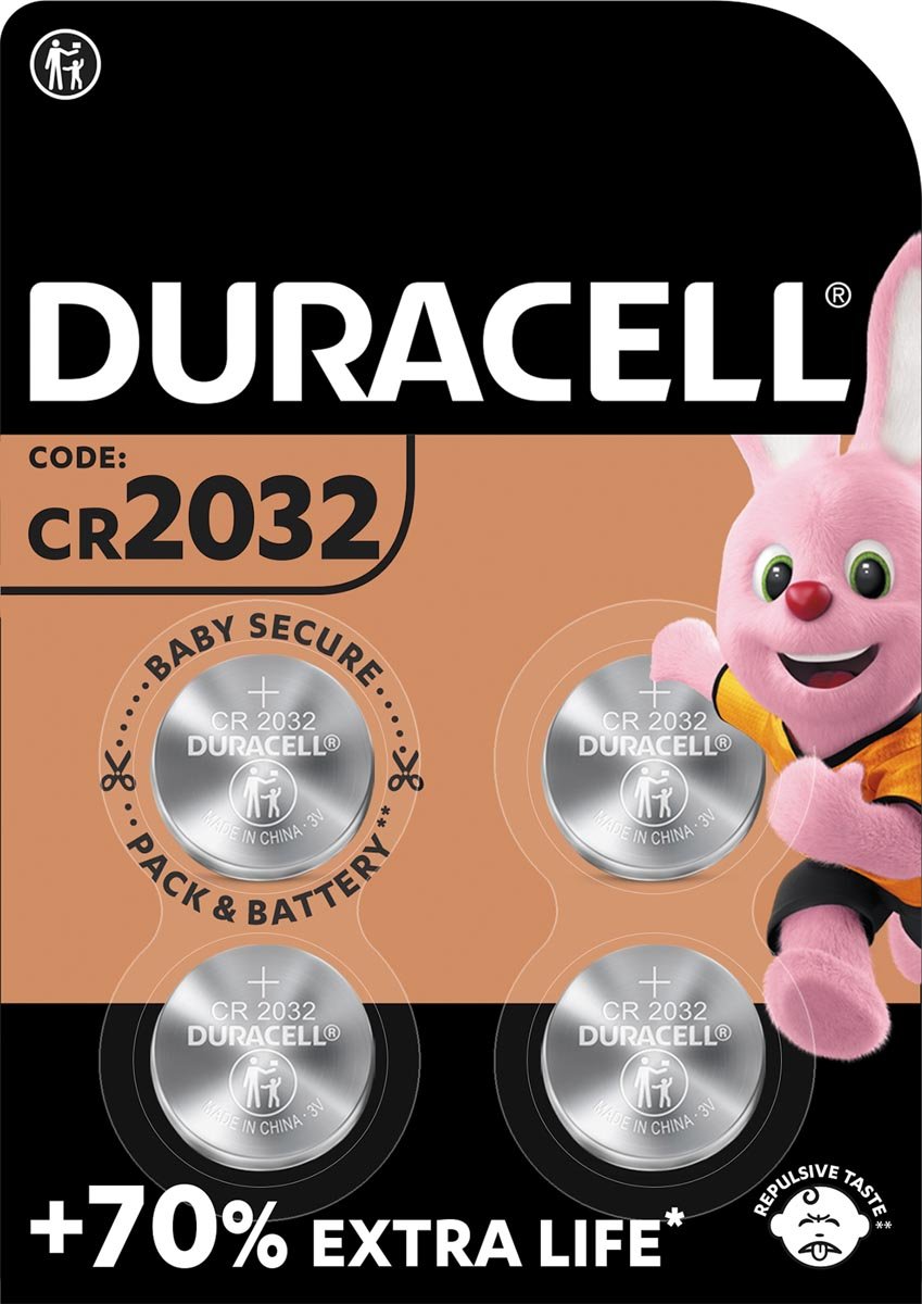 Duracell knoopcel Specialty Electronics CR2032, blister van 4 stuks Duracell knoopcel Specialty Electronics CR2032, blister van 4 stuks