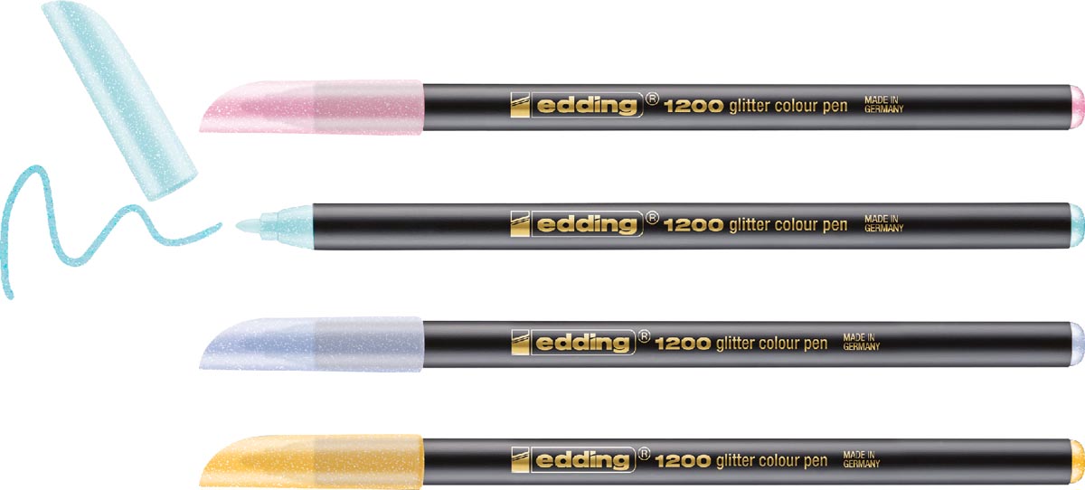 Edding glitter viltstift e-1200, assorti pastel, set van 4 stuks afbeelding