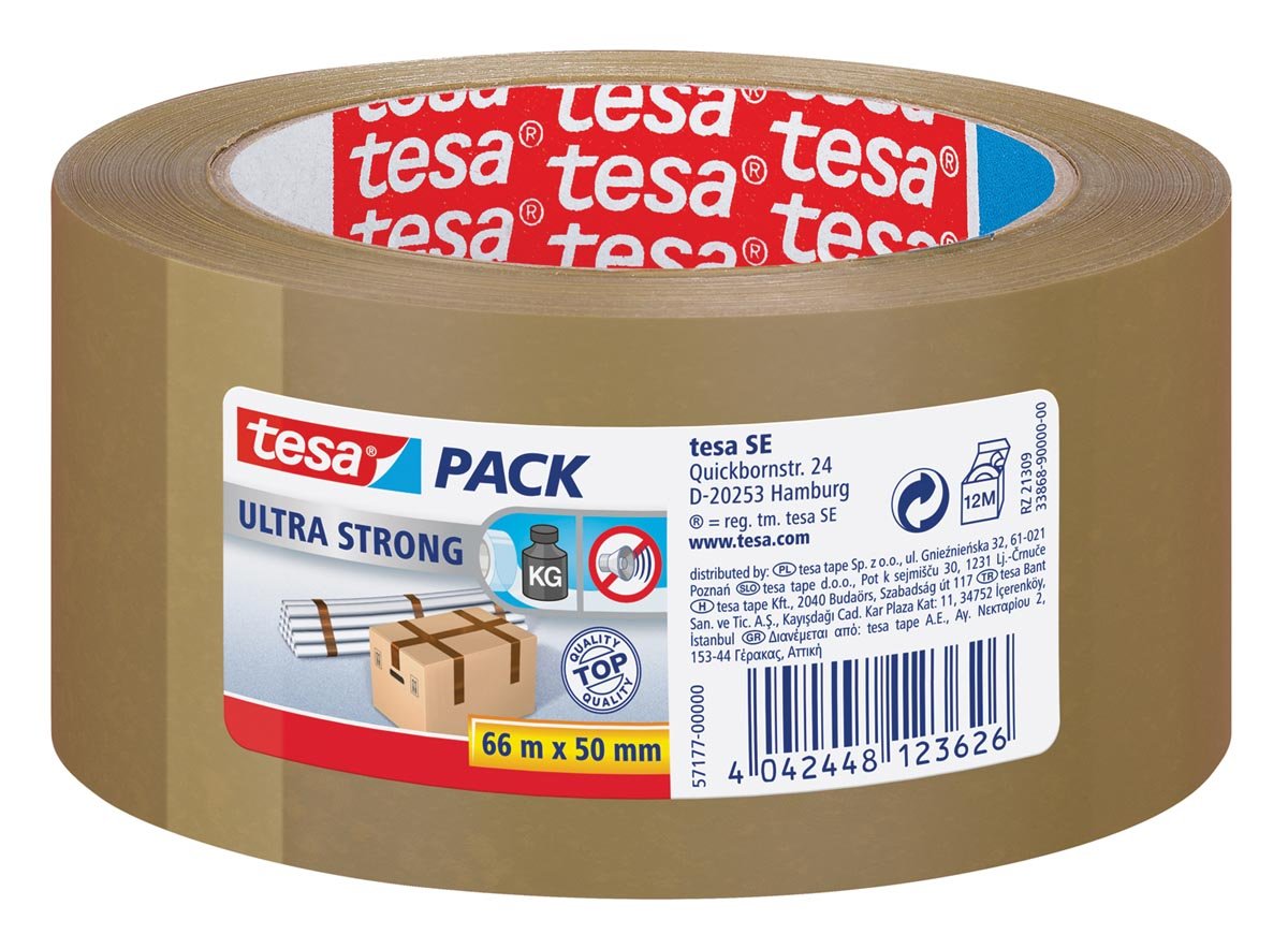 Tesapack Ultra Strong, ft 50 mm x 66 m, PVC, bruin afbeelding