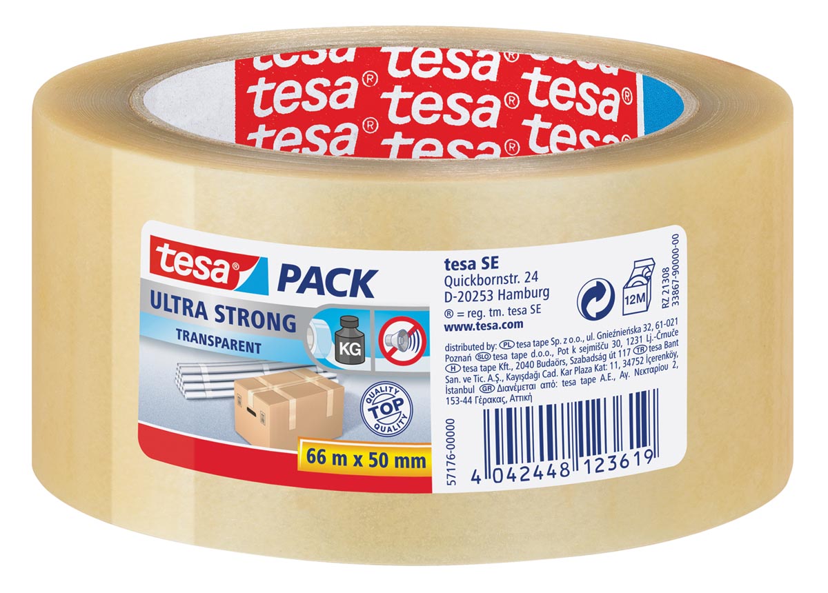 Tesapack Ultra Strong, ft 50 mm x 66 m, PVC, transparant afbeelding