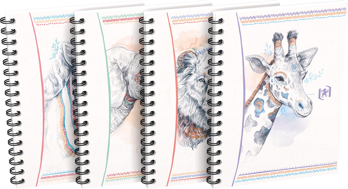 Oxford Boho Spirit spiraalblok, ft A6, 120 bladzijden, geruit 5 mm, geassorteerde kleuren afbeelding