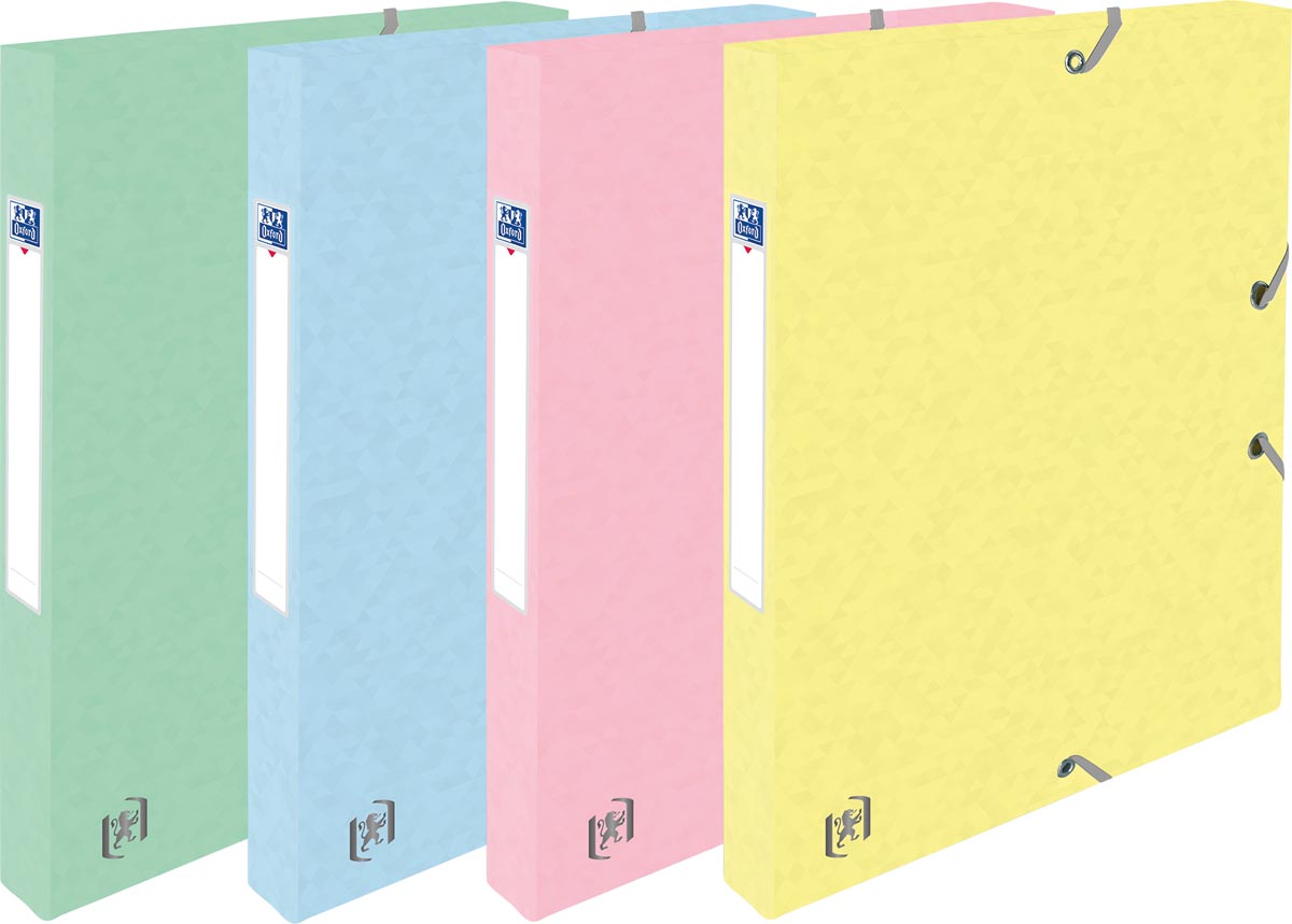 Oxford Top File+ elastobox, rug van 2,5 cm, geassorteerde pastelkleuren, pak van 4 stuks afbeelding