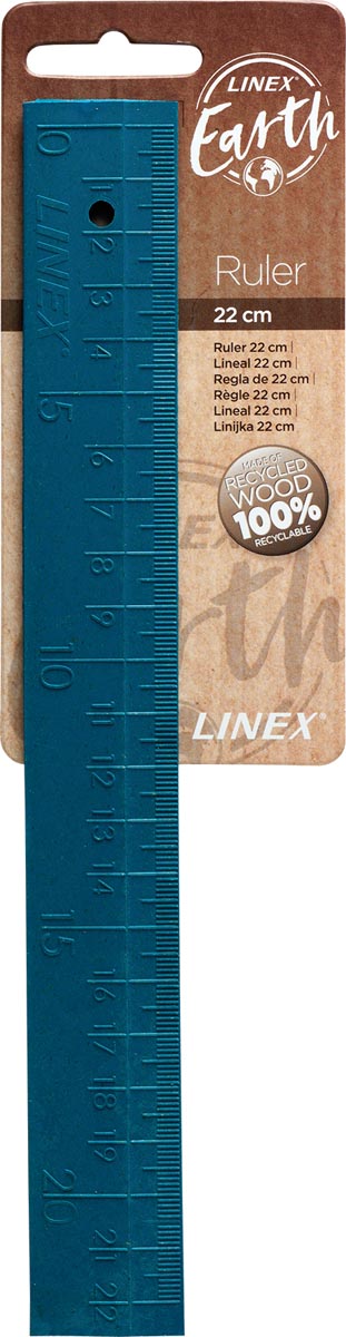 Linex Earth liniaal, uit gerecycleerd hout, 22 cm Linex Earth liniaal, uit gerecycleerd hout, 22 cm