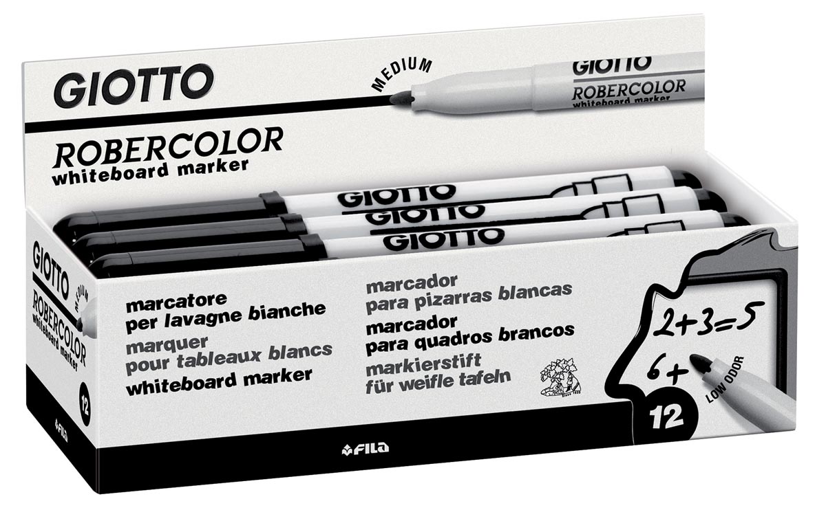 Giotto Robercolor whiteboardmarker, medium, ronde punt, zwart